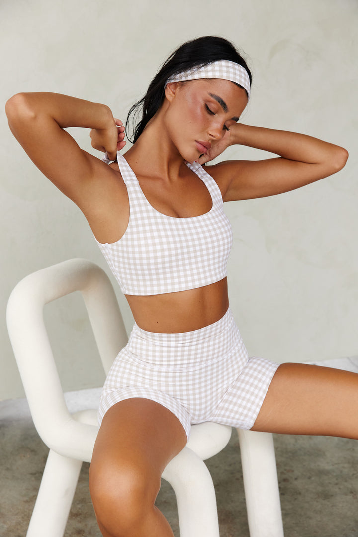 Astoria Luxe Balance Headband - Beige Gingham