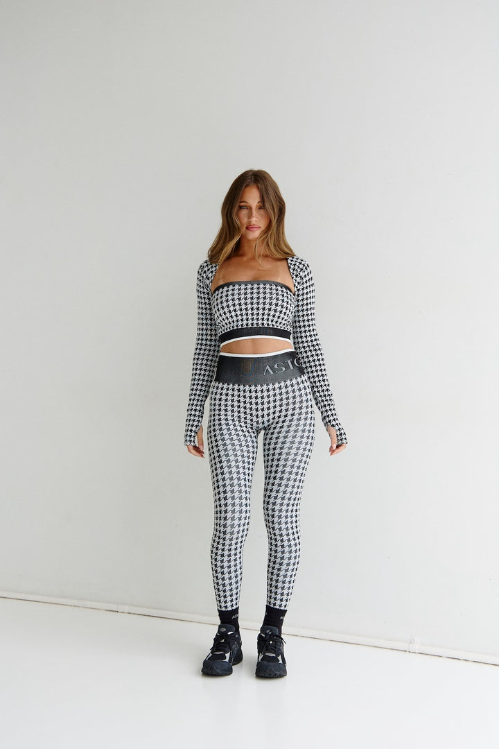 Astoria Seamless Knit Shrug - Black/Grey Houndstooth