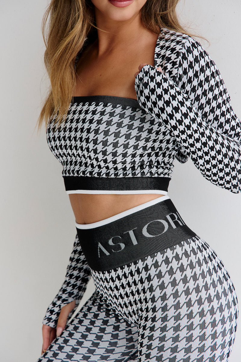 Astoria Seamless Knit Bandeau - Black/Grey Houndstooth