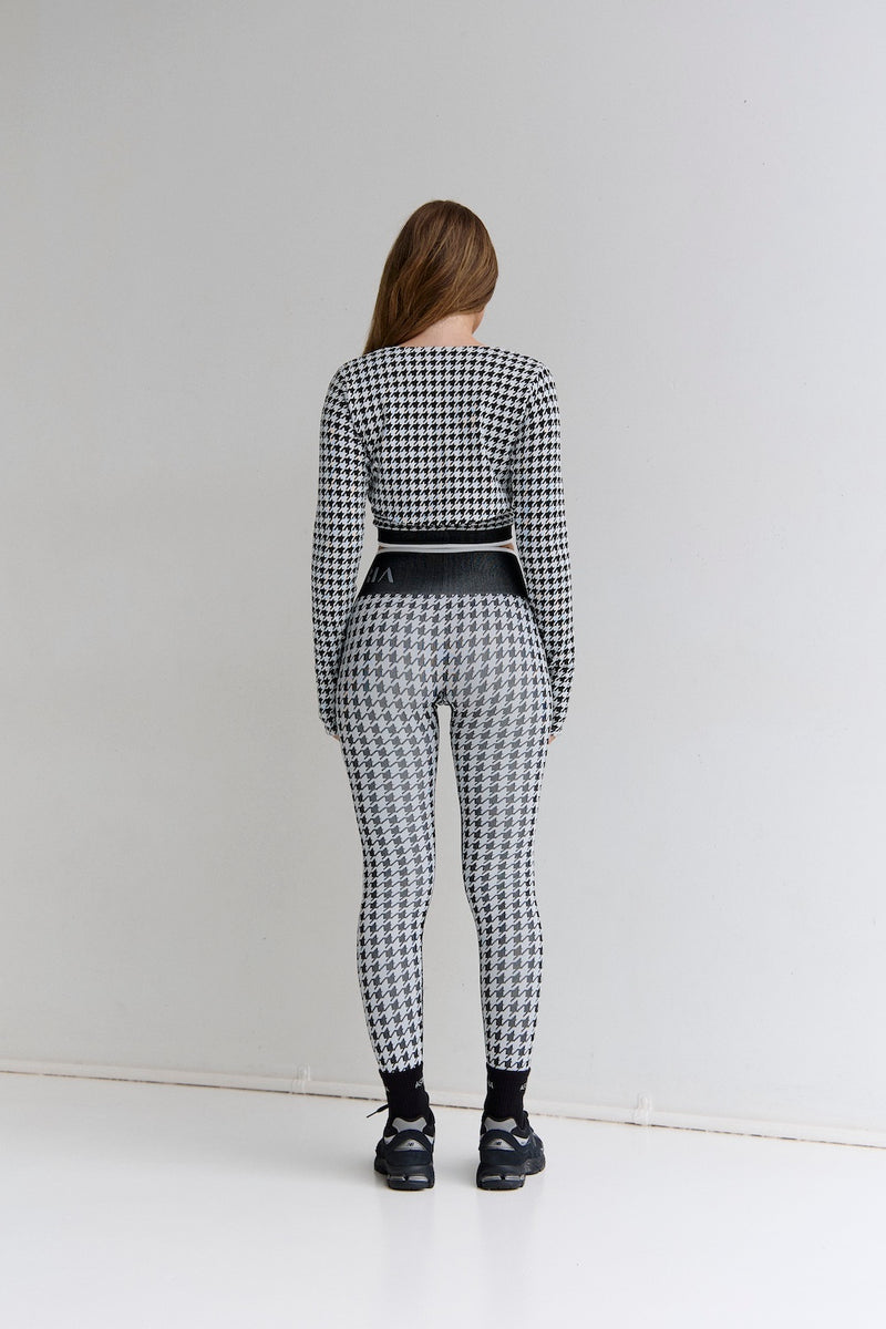 Astoria Seamless Knit Shrug - Black/Grey Houndstooth