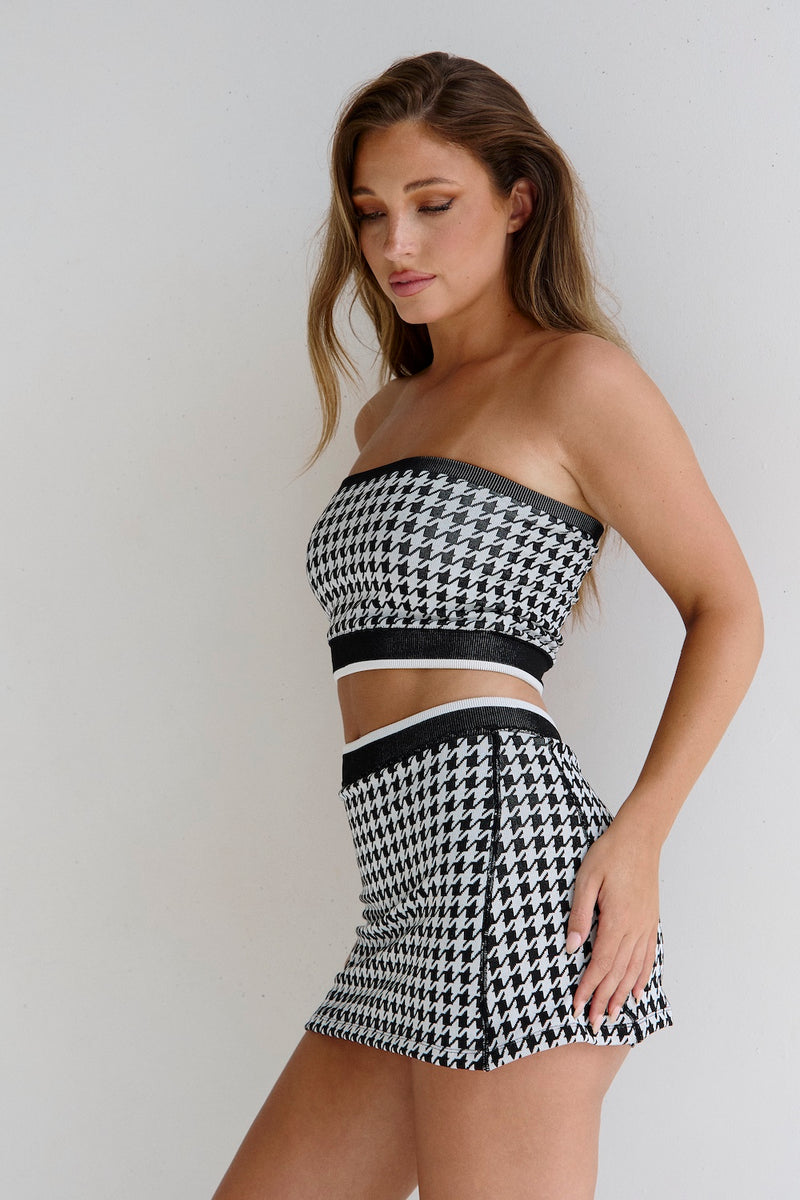 Astoria Seamless Knit Bandeau - Black/Grey Houndstooth