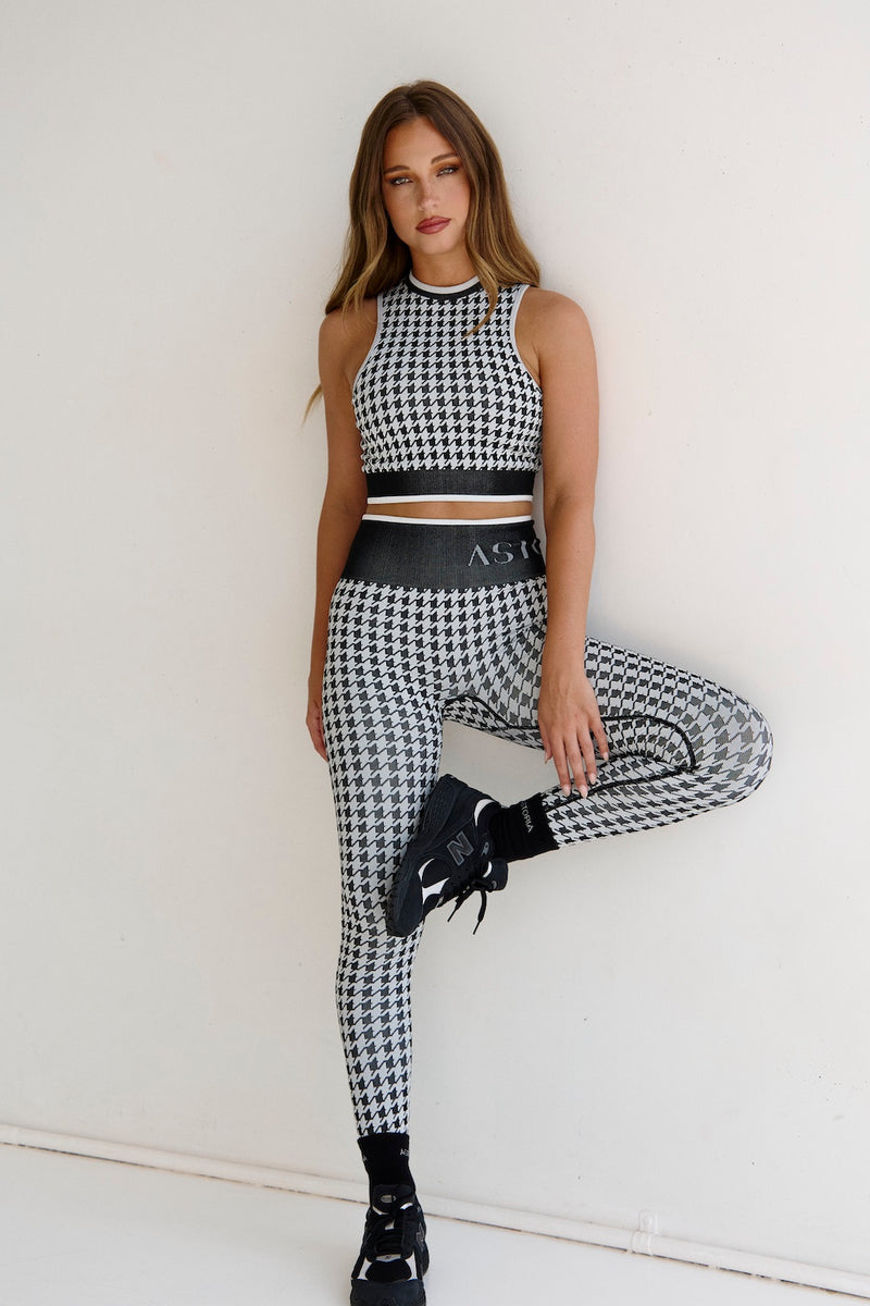 Astoria Seamless Knit Mockneck - Black/Grey Houndstooth