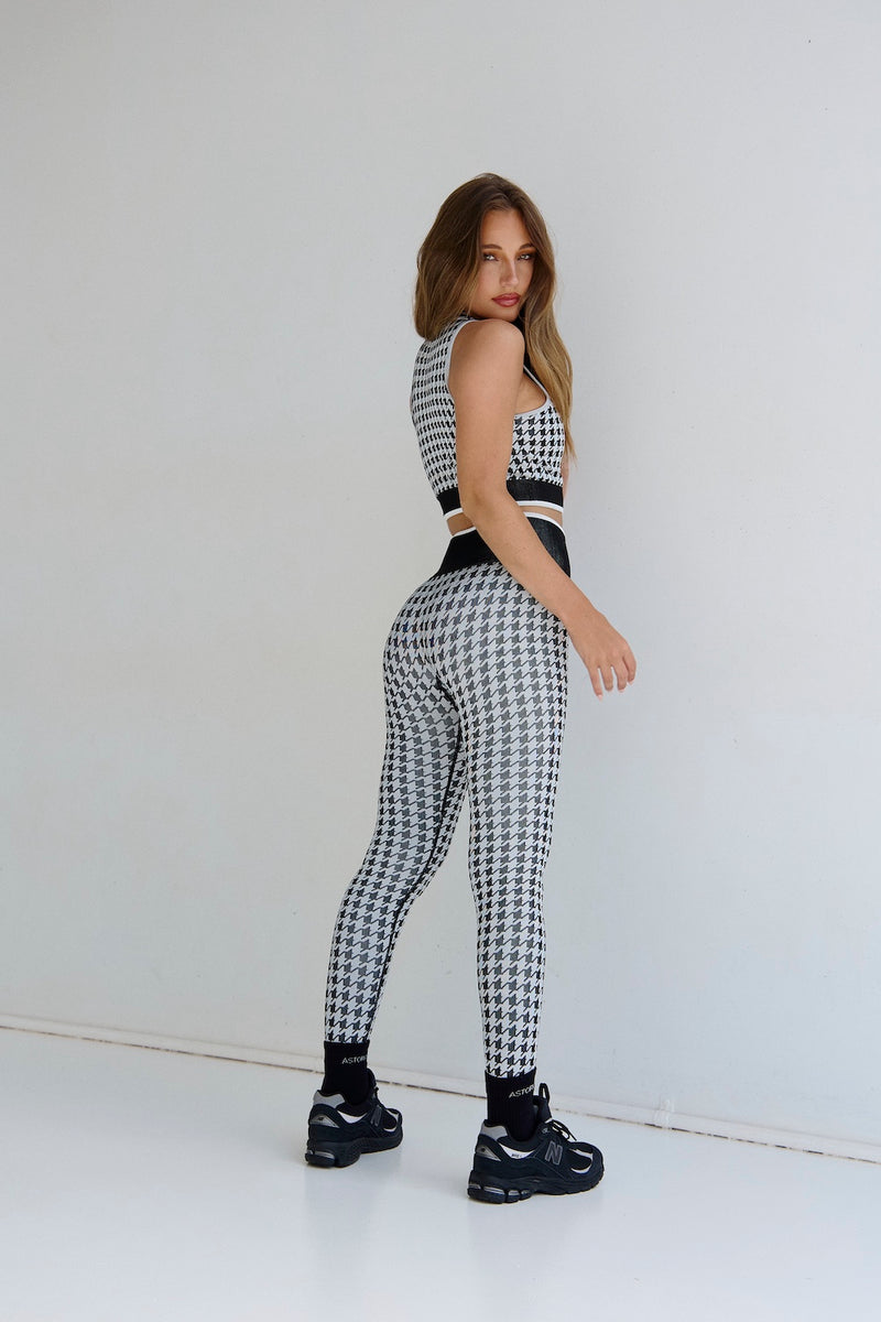 Astoria Seamless Knit Legging - Black/Grey Houndstooth