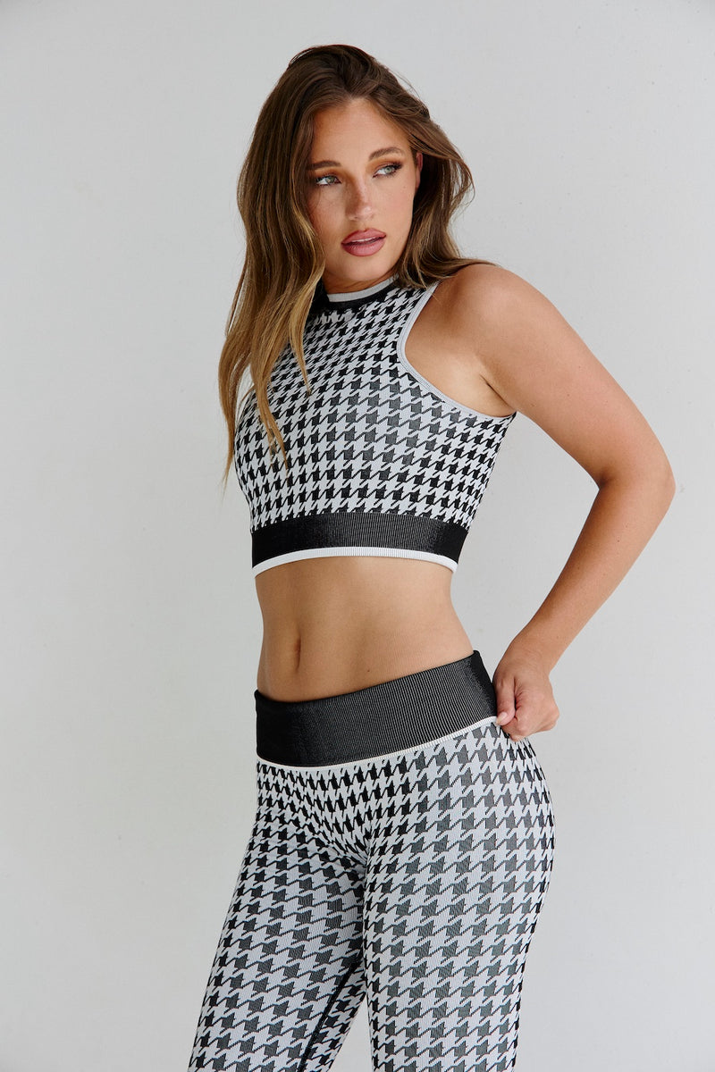 Astoria Seamless Knit Mockneck - Black/Grey Houndstooth