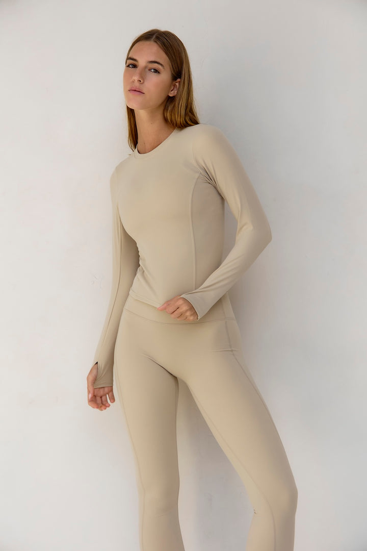 Astoria Luxe Balance Long Sleeve Top - Oat