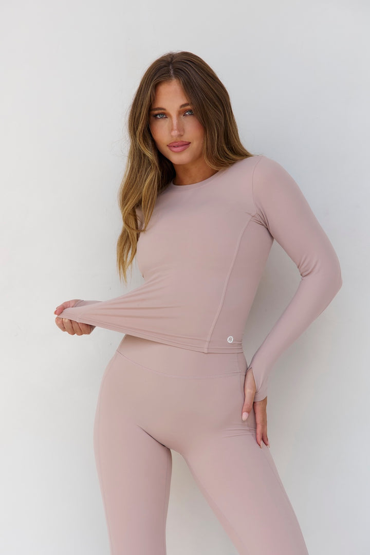 Astoria Luxe Balance Long Sleeve Top - Fawn