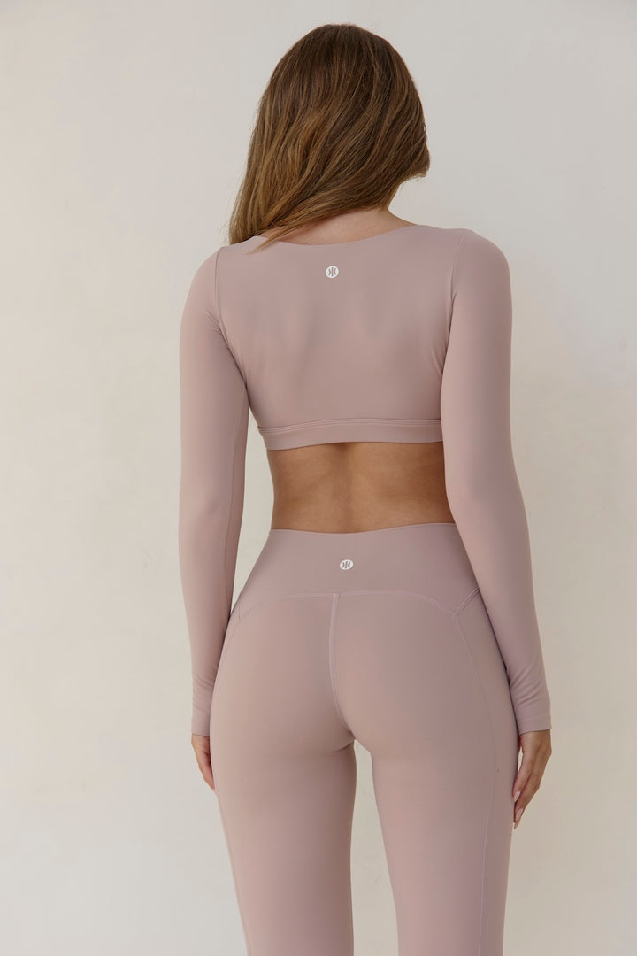 Astoria Luxe Balance Long Sleeve Plunge Crop - Fawn