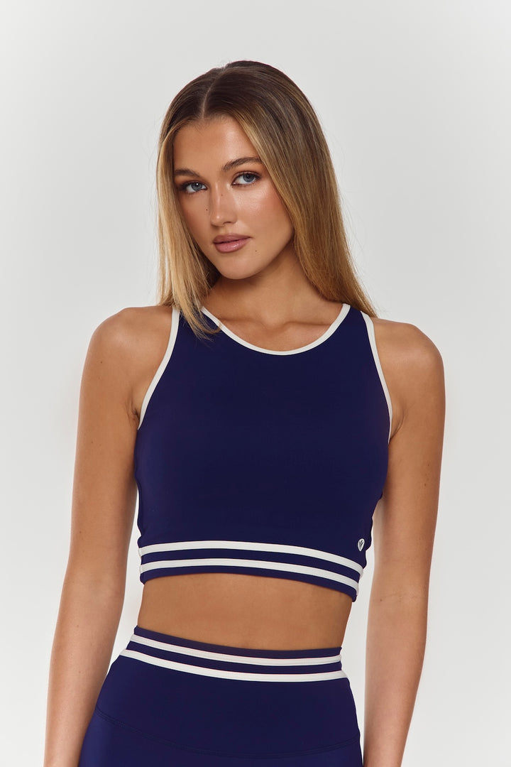 Astoria Luxe Balance Essential Sports Crop - Navy/Cream