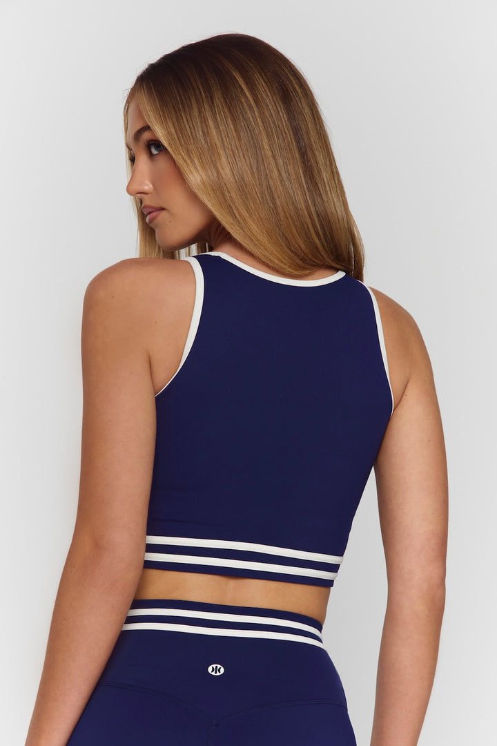 Astoria Luxe Balance Essential Sports Crop - Navy/Cream
