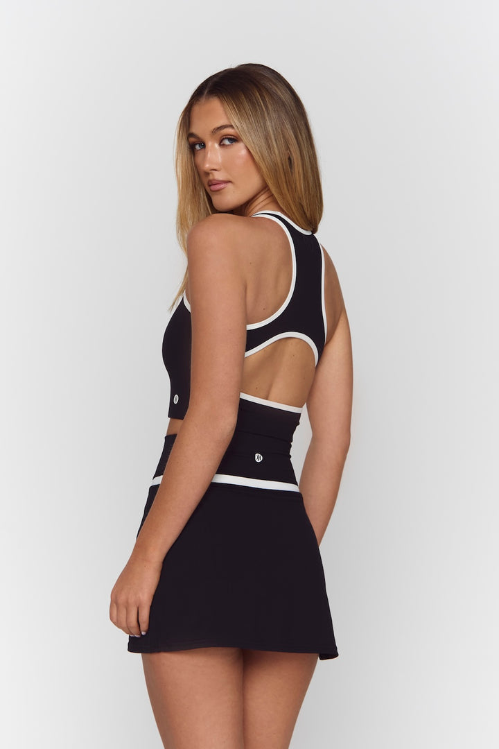 Astoria Luxe Balance Cut Out Sports Crop - Black/Cream