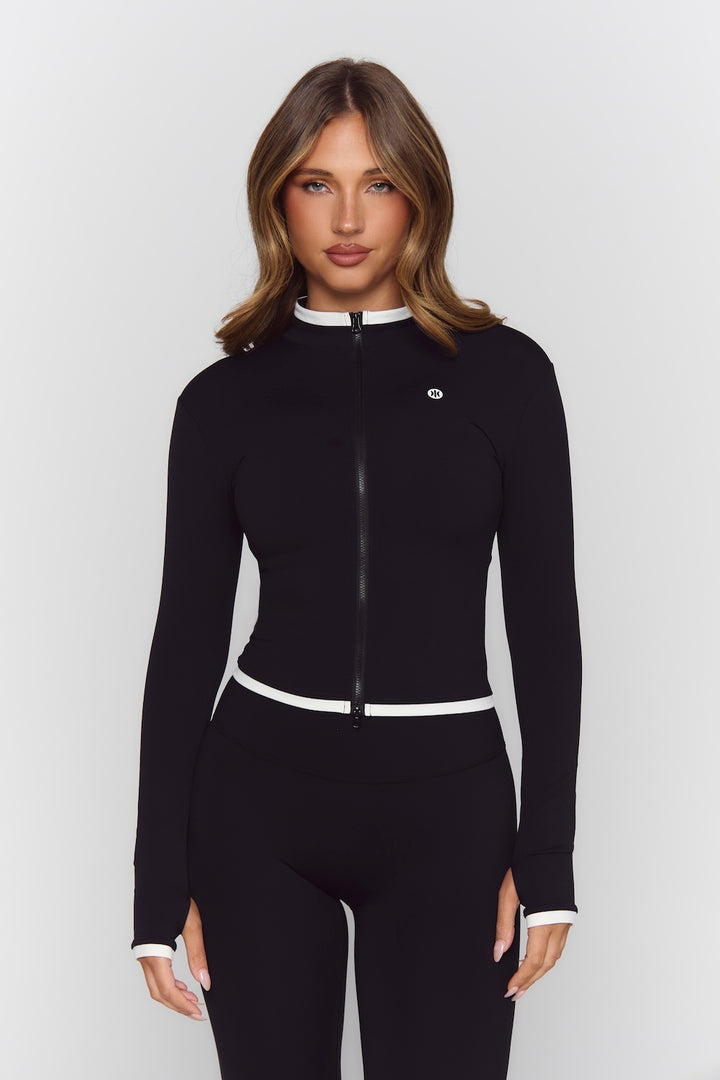 Astoria Luxe Balance Zip Up Jacket - Black/Cream