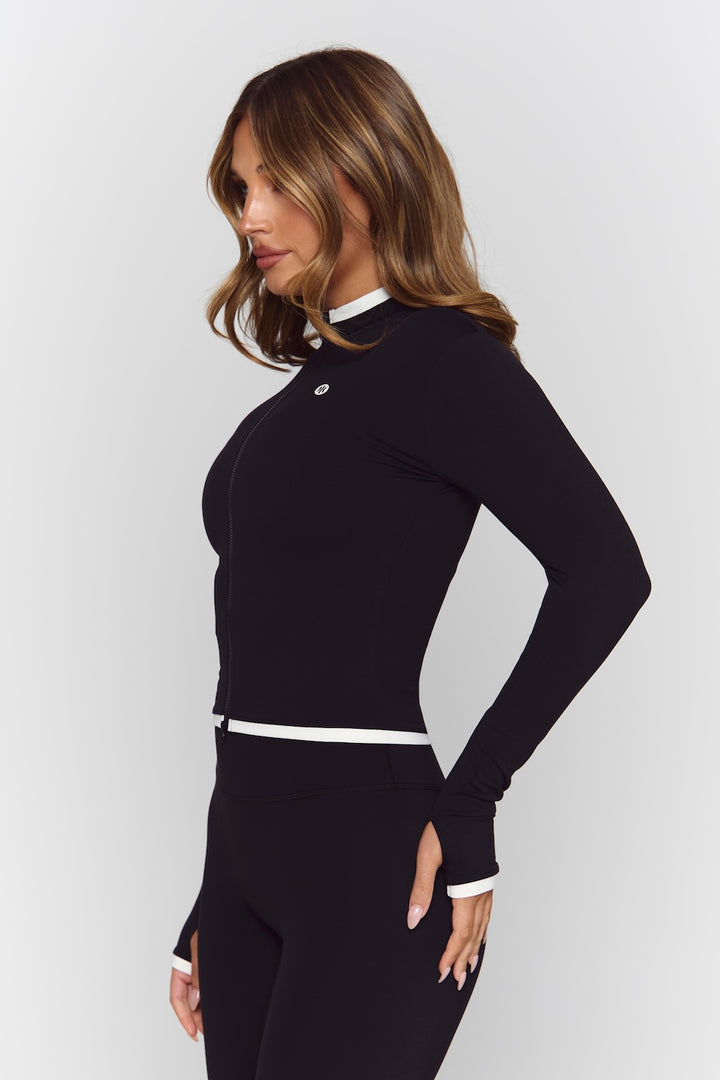 Astoria Luxe Balance Zip Up Jacket - Black/Cream