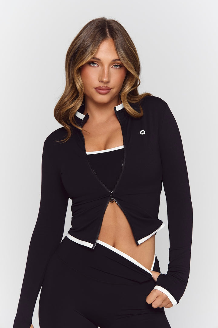 Astoria Luxe Balance Zip Up Jacket - Black/Cream