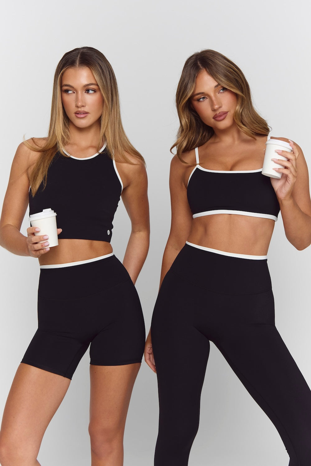 Astoria Luxe Balance Cut Out Sports Crop - Black/Cream