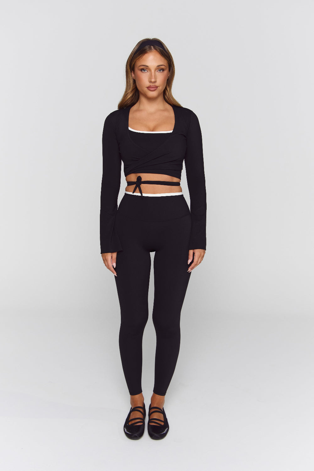 Astoria Live Luxe Wrap Sleeved Crop - Black