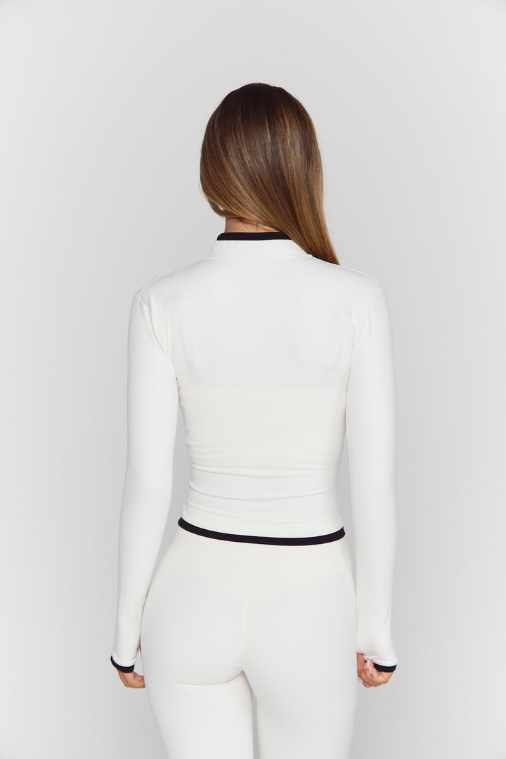 Astoria Luxe Balance Zip Up Jacket - Cream/Black