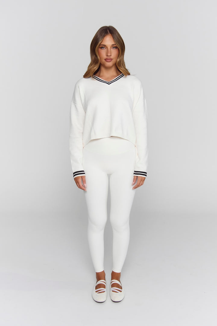 Astoria Knit Pullover - Cream/Black