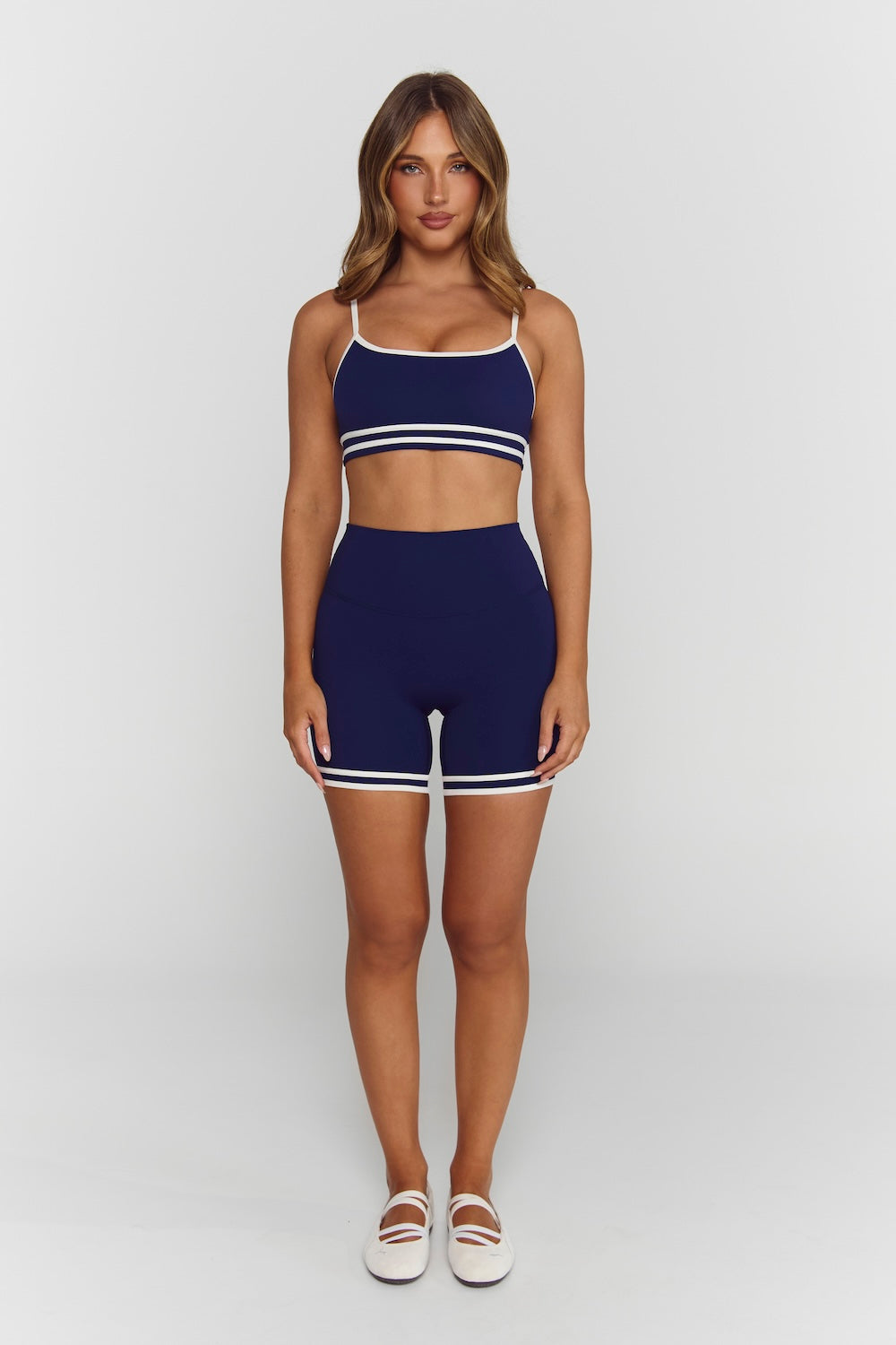 Astoria Luxe Balance Minimalist Sports Bra - Navy/Cream