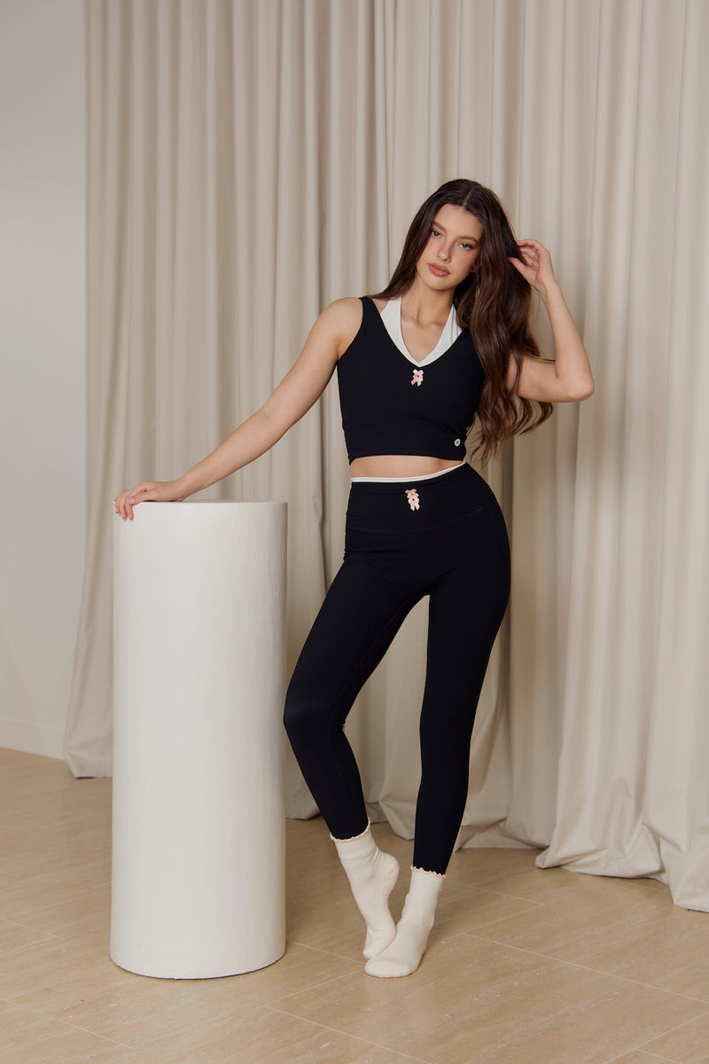 Astoria Seamless Ribbed Barre Legging - Black