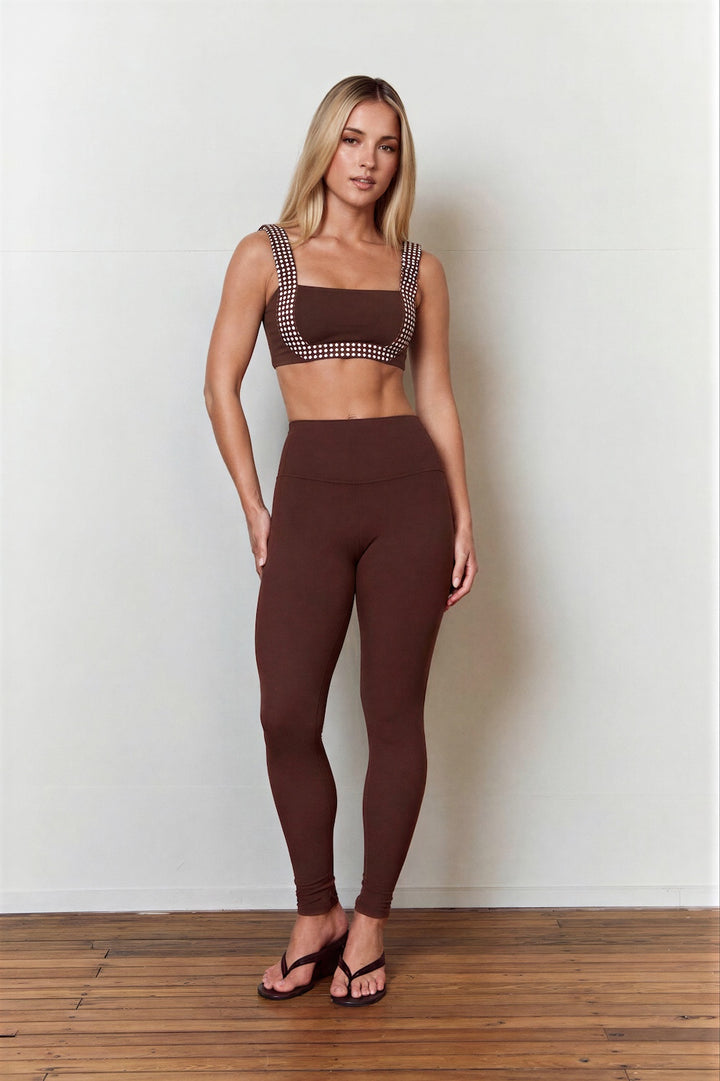 Astoria Luxe Balance Ruched Sports Crop - Espresso