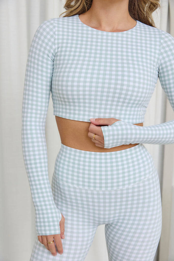 Astoria LUXE BALANCE Staple Sleeved Crop - Jade Gingham