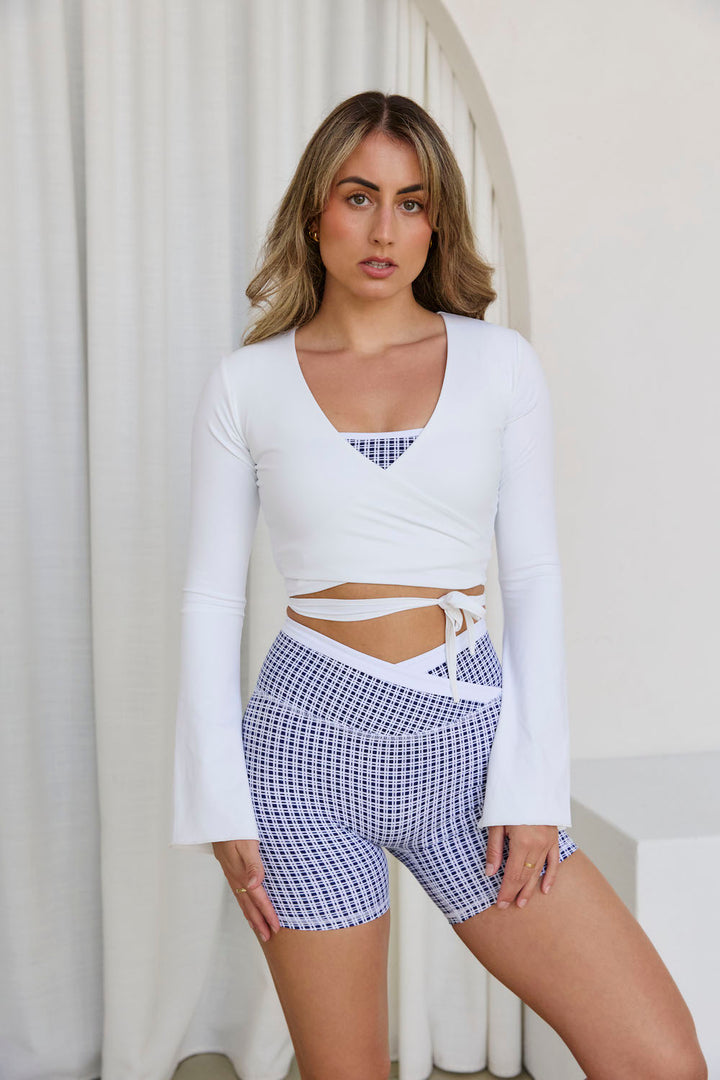 Astoria Live Luxe Wrap Sleeved Crop - White