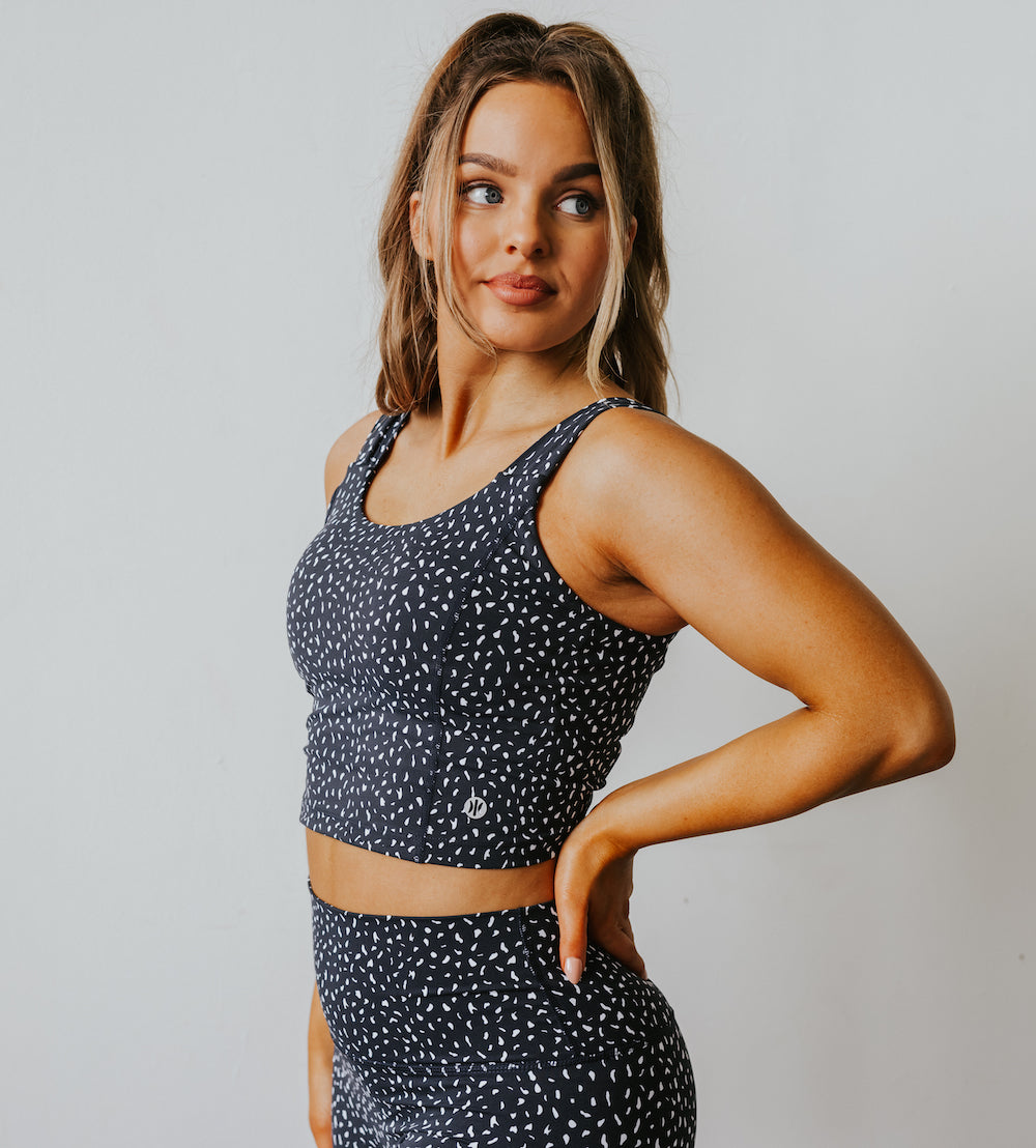 Astoria Luxe Ignite Sports Crop - Black Speckle