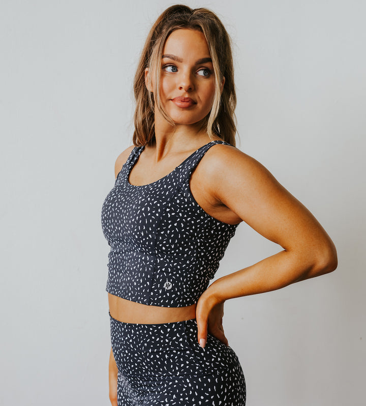 Astoria Luxe Ignite Sports Crop - Black Speckle