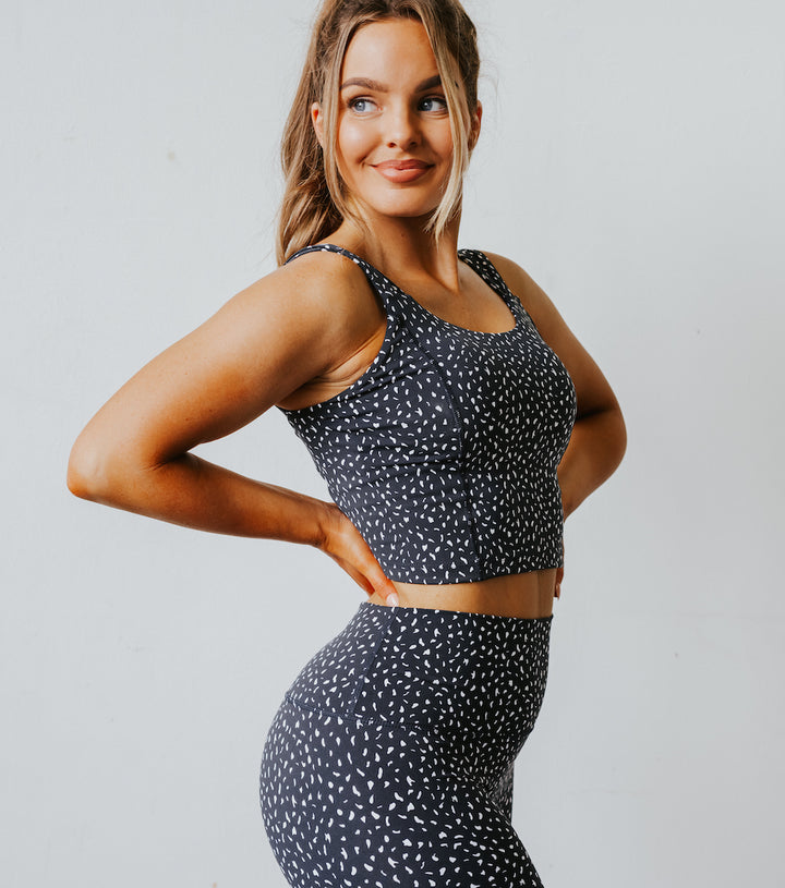 Astoria Luxe Ignite Sports Crop - Black Speckle