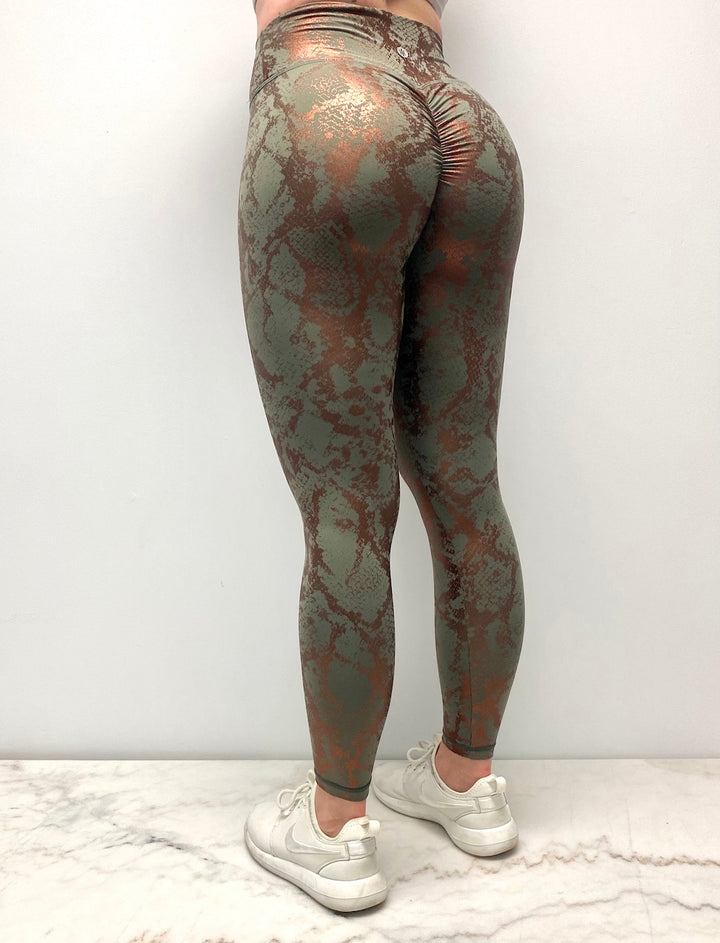 Astoria Luxe Metallic Series Legging - Army Green