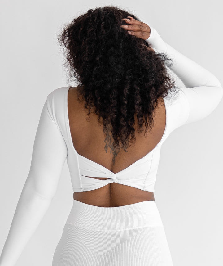 Astoria Live Luxe Crossed Sleeve Crop - White